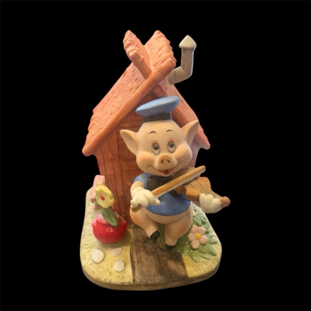VTG Disney Three Little Pigs Schmid Music Box Who's Afraid of the Big Bad Wolf